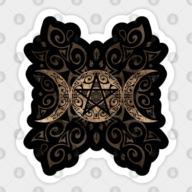 Triple Moon Goddess pentagram ornament Sticker by Nartissima